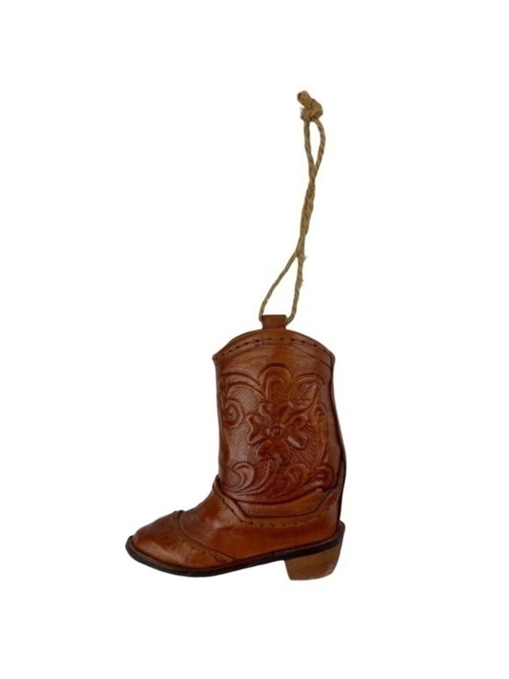 Leather Cowboy Boot Ornament - Brown Home Accent